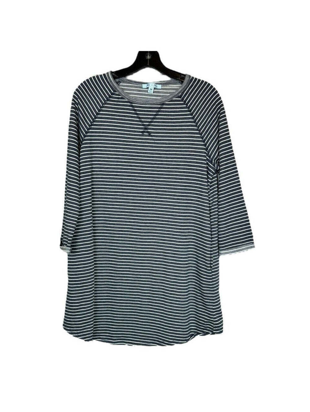 She + Sky Blue and White 3/4 sleeve Mini Dress Women's Size Medium
